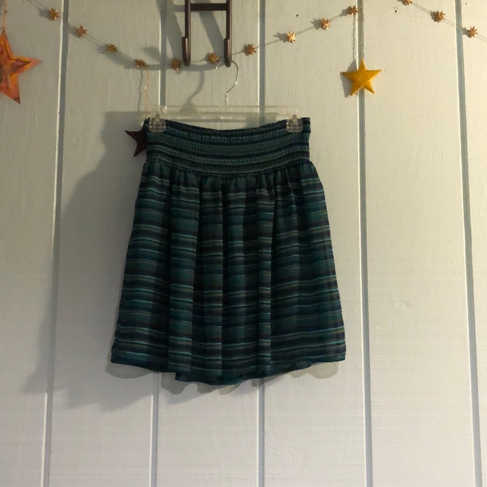 Blue and green striped skirt